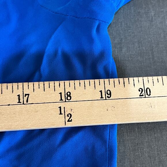 J. Crew Blouse Womens Size 4 Blue Silk Cutout Back Short Sleeves Crew Neck - Picture 10 of 10